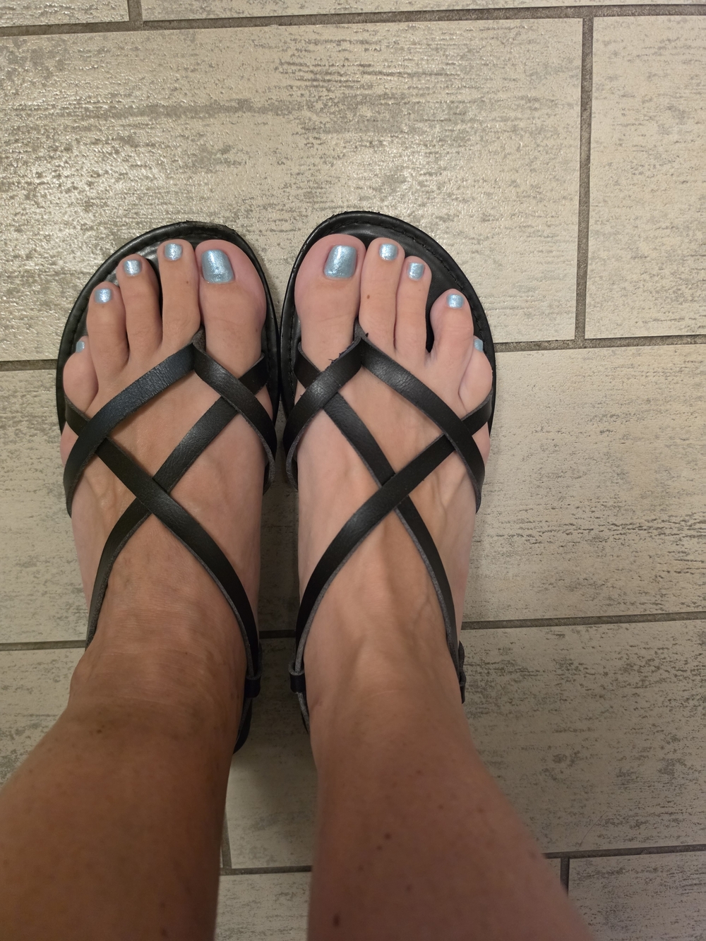 Montego Bay Club Black Strappy Crisscross Slide Sandals